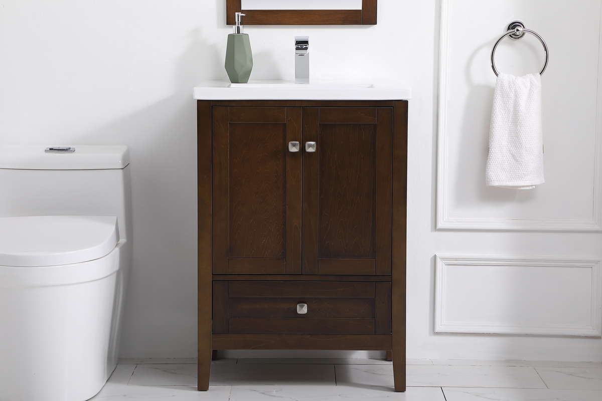 24 In. Modern Fitting Single Bathroom Vanity Set in Antique Coffee