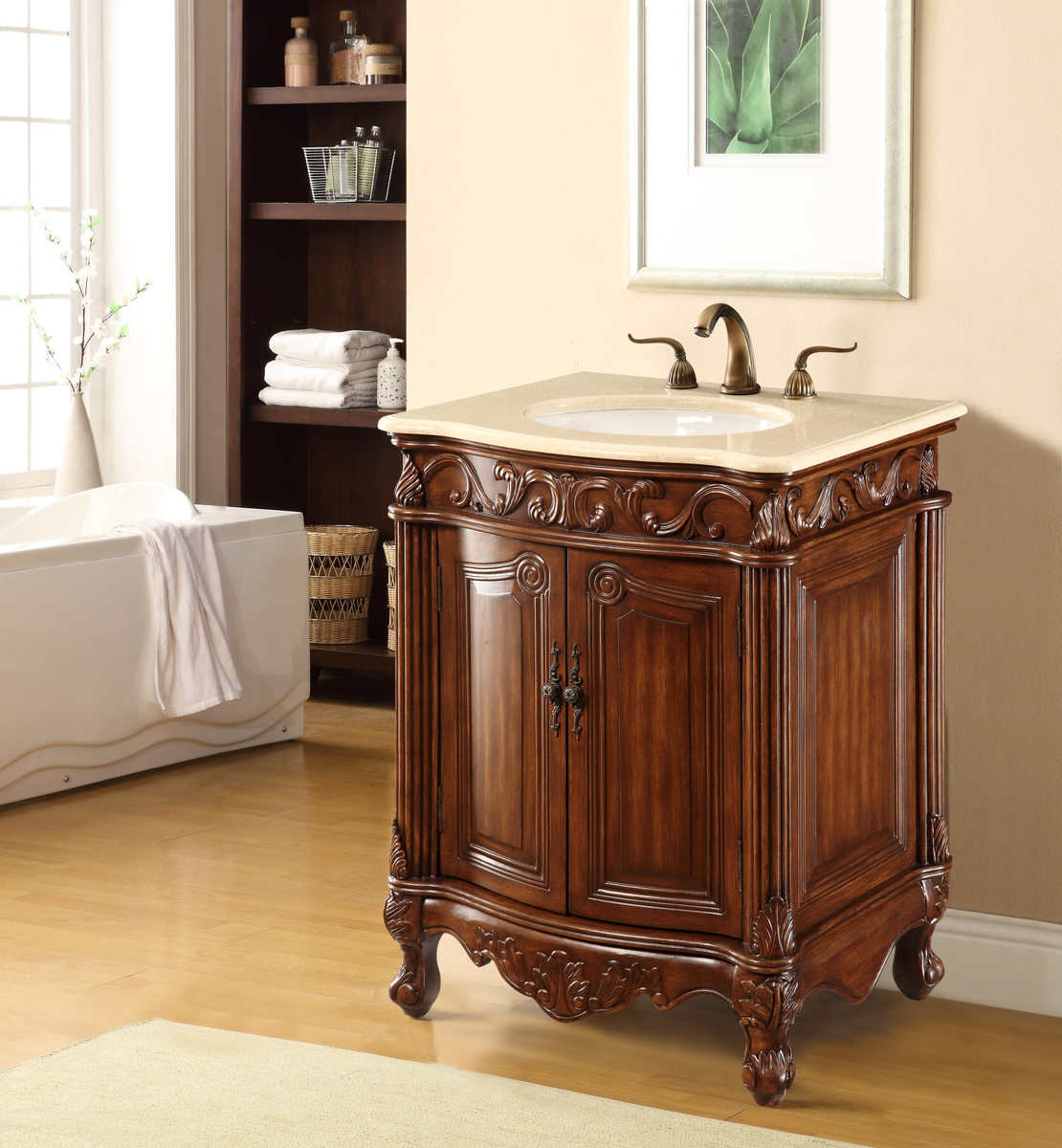 27 In. Adelina Single Bathroom Vanity Set In Chestnut 