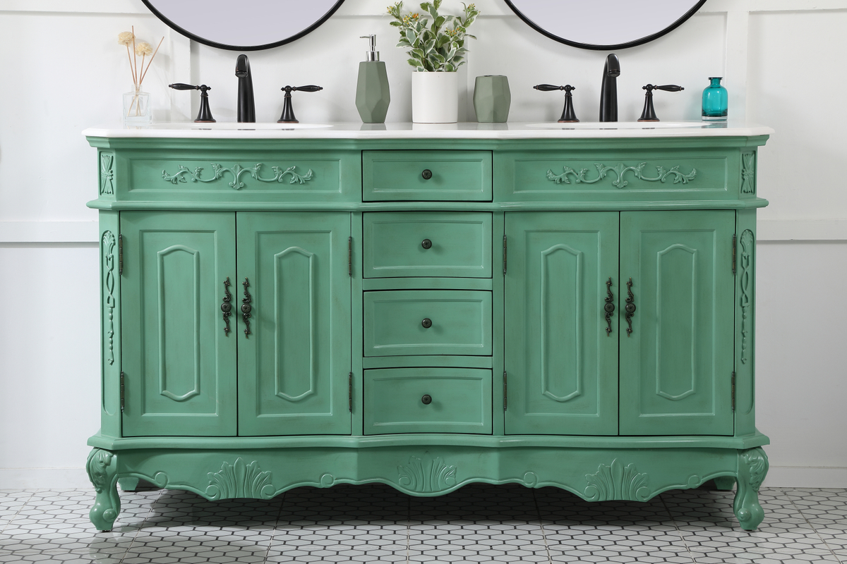 60 inch Adelina Double Bathroom Vanity in Vintage Mint