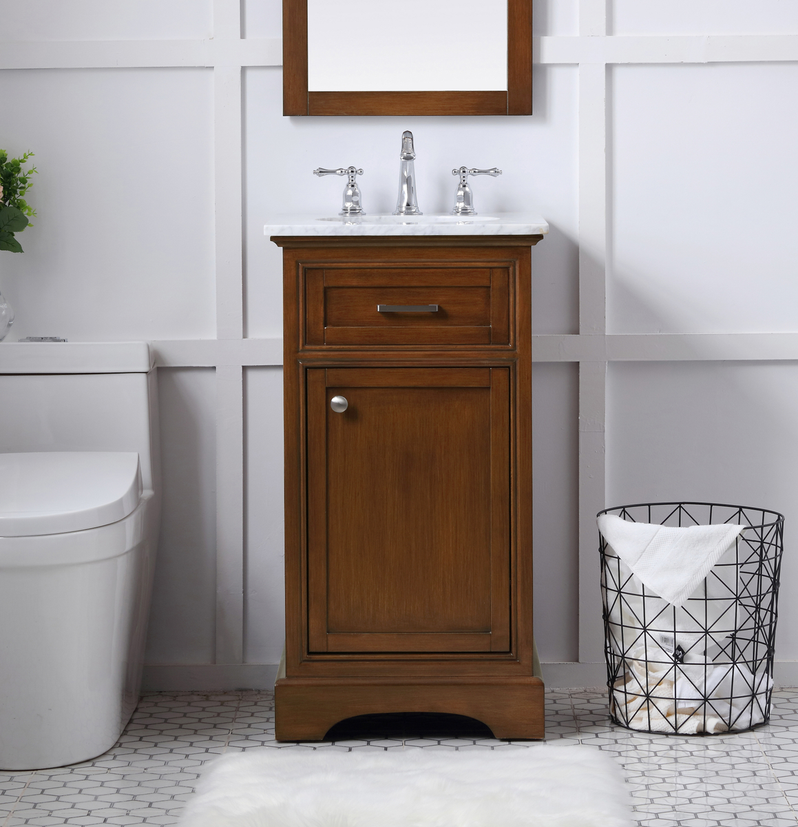 19 in. Modern Fitting Single Bathroom Vanity set in Teak 