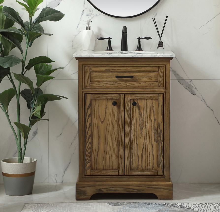 24 inch Modern Fitting Single Bathroom Vanity in Driftwood