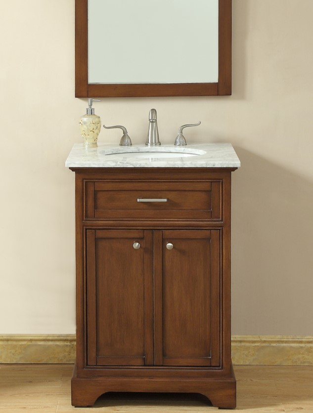 24 In. Modern Fitting Single Bathroom Vanity Set In Teak