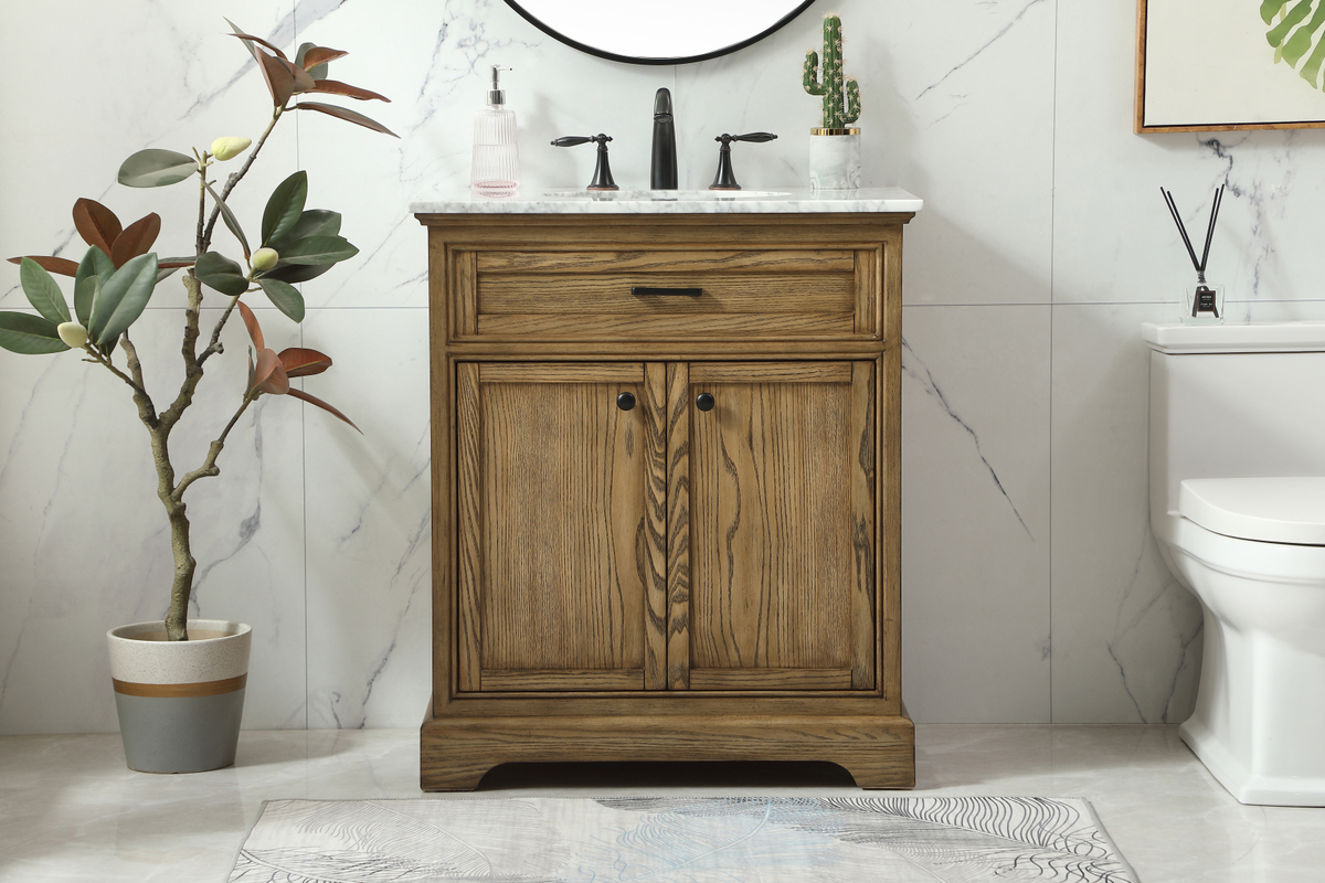 30 inch Modern Fitting Single Bathroom Vanity in Driftwood