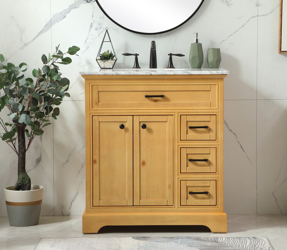 32 inch Modern Fitting Single Bathroom Vanity in Natural Wood