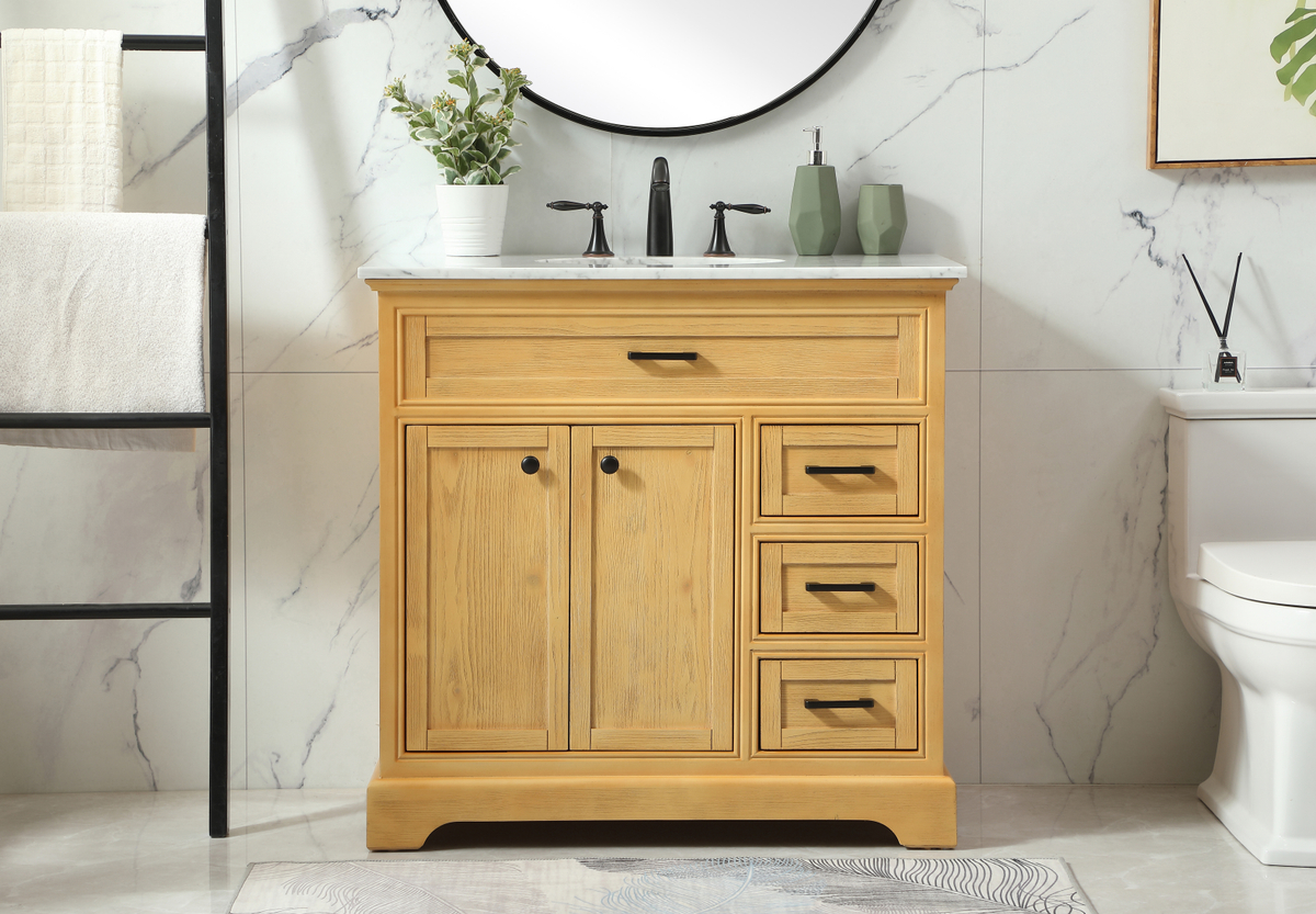 36 inch Modern Fitting Single Bathroom Vanity in Natural Wood