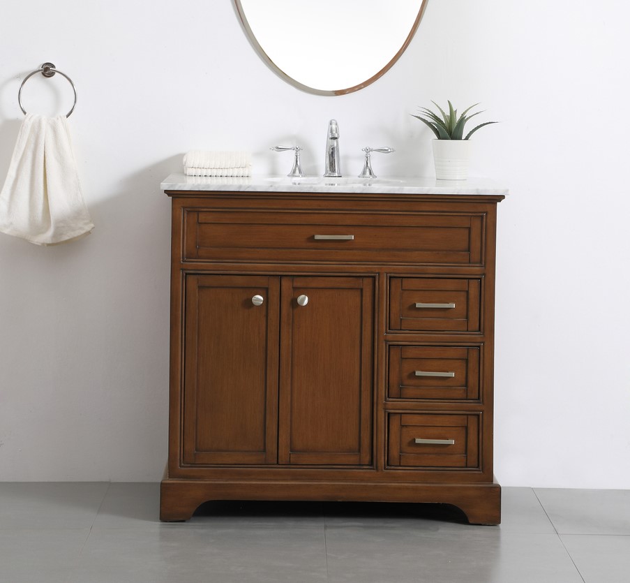 36 In. Modern Fitting Single Bathroom Vanity Set In Teak