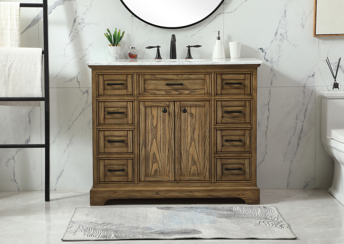 42 inch Modern Fitting Single Bathroom Vanity in Driftwood