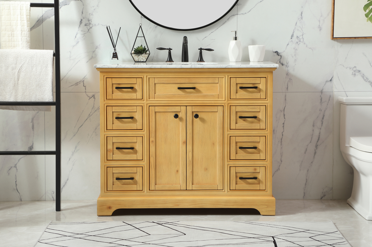 42 inch Modern Fitting Single Bathroom Vanity in Natural Wood