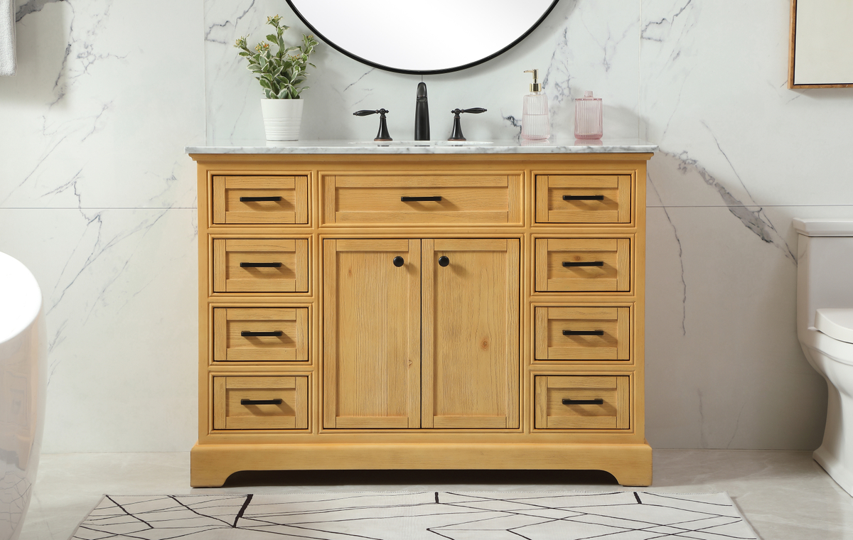 48 inch Modern Fitting Single Bathroom Vanity in Natural Wood