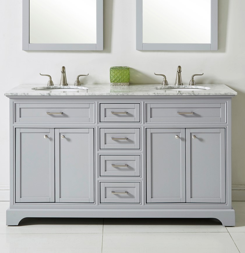 60 In. Modern Fitting Double Bathroom Vanity Set with Three Finishes Options