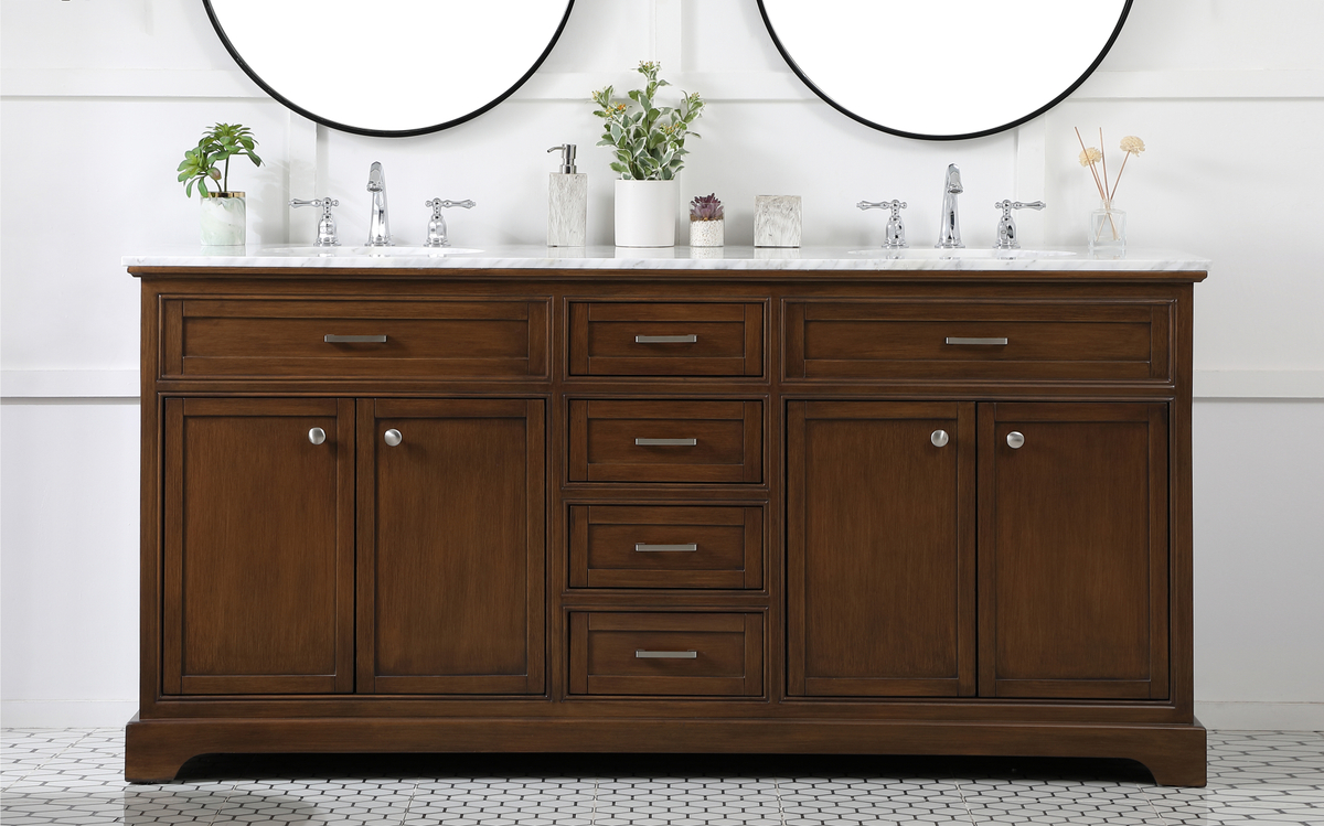 72 inch Modern Fitting Double Bathroom Vanity in Teak