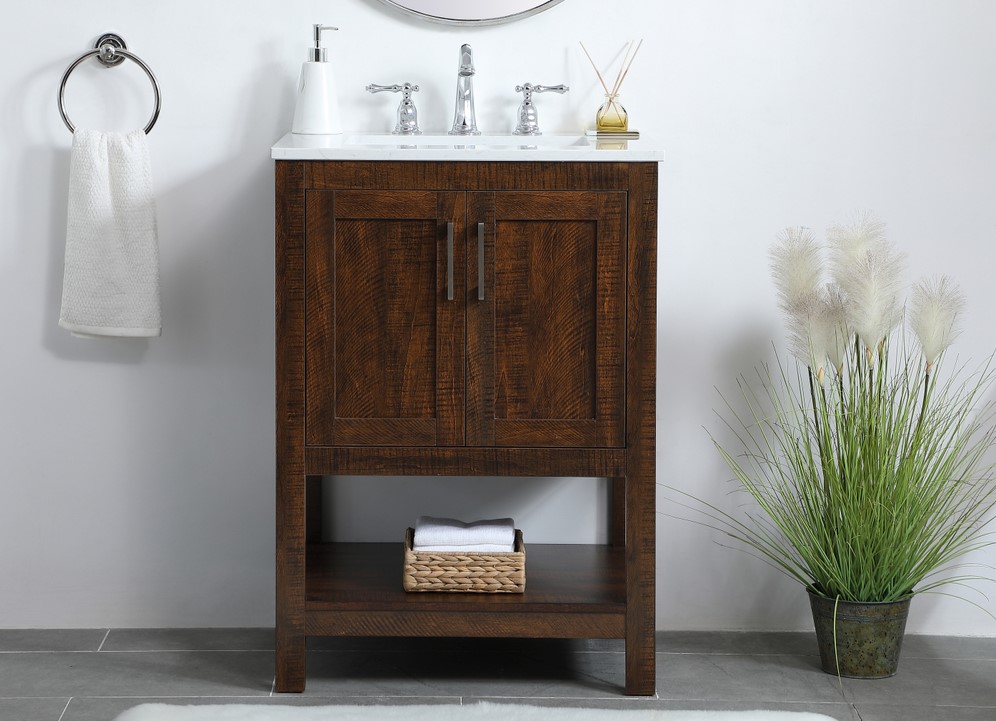 24 inch Modern Fitting Single Bathroom Vanity in Espresso