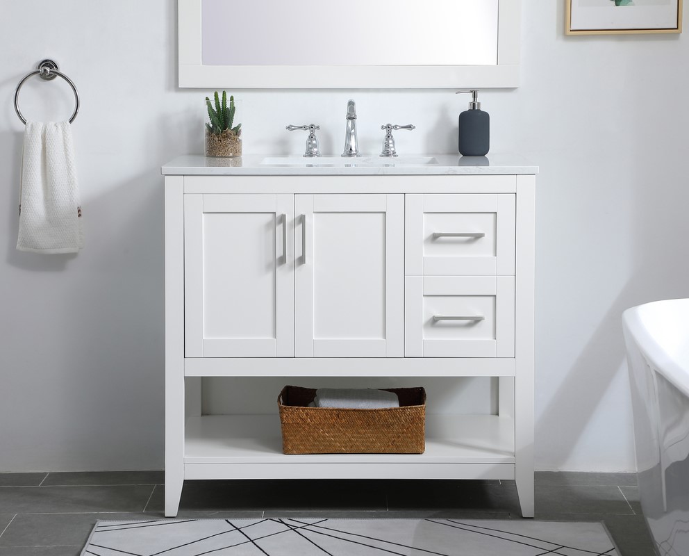 36 inch Modern Fitting Single Bathroom Vanity with Three Finishes Option and Backsplash Option