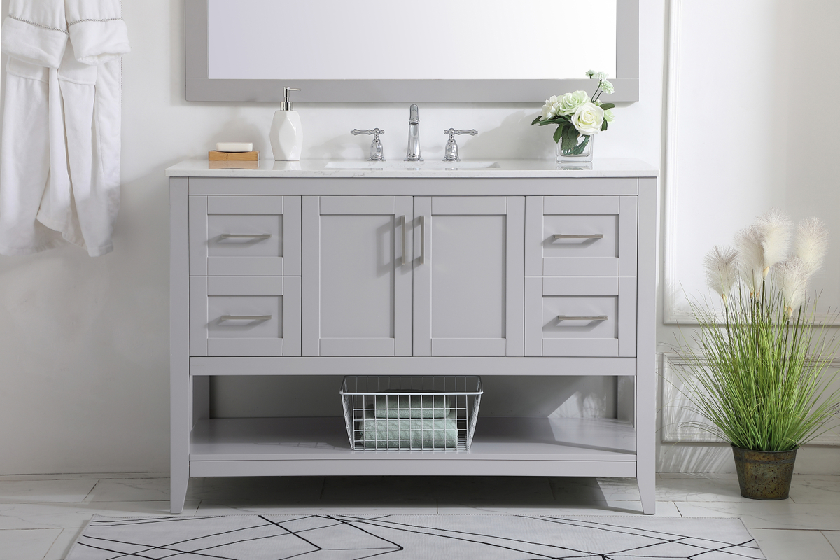 48 inch Modern Fitting Single Bathroom Vanity with Three Finishes Options and Backsplash Option