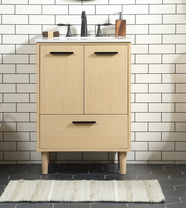 24 inch Modern Fitting Bathroom Vanity in Maple