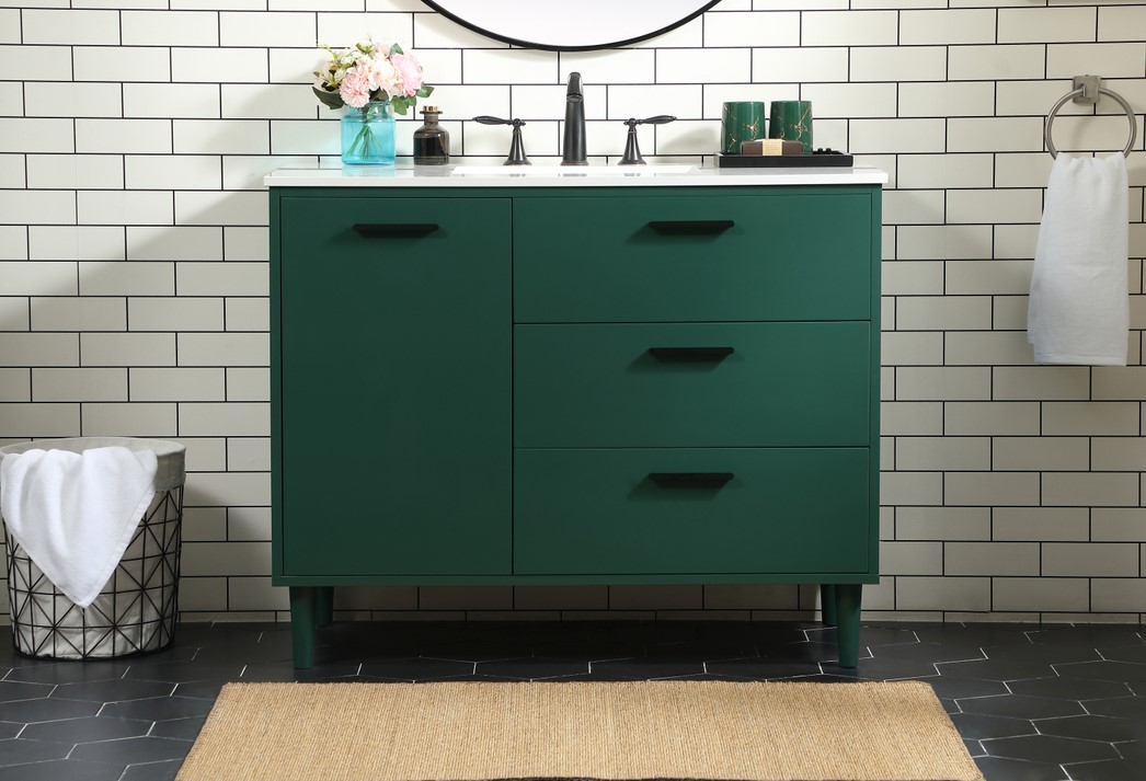 42 inch Modern Fitting Bathroom Vanity in Green with Backsplash Option