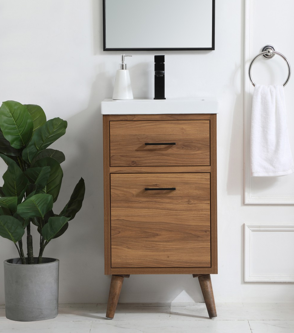 18 inch Bathroom Vanity in Walnut Brown