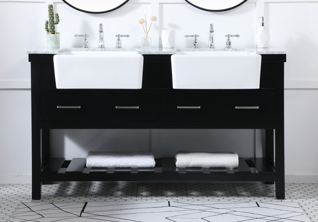 60 inch Double Bathroom Vanity in Black