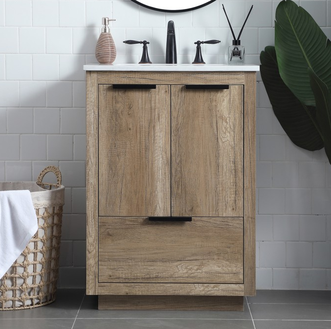 24 Inch Single Bathroom Vanity In Natural Oak