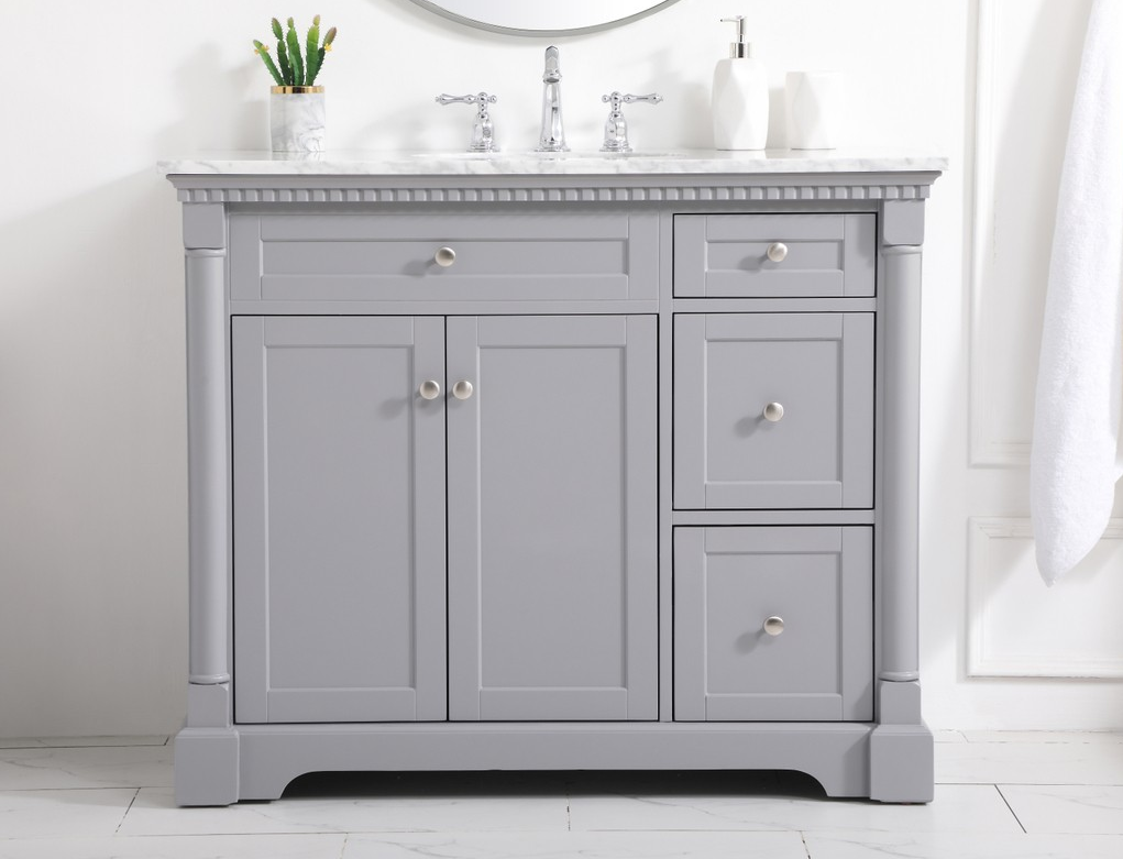 42 inch Single Bathroom Vanity in Grey with Two Finish Options