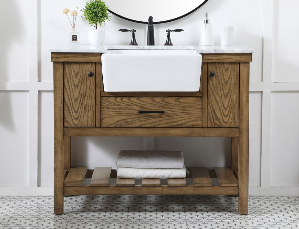 42 inch Single Bathroom Vanity in Driftwood wtih Backsplash Option