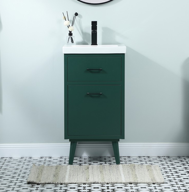 18 inch Bathroom Vanity in Green