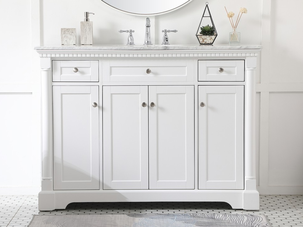 48 inch Single Bathroom Vanity in White with Two Finish Options