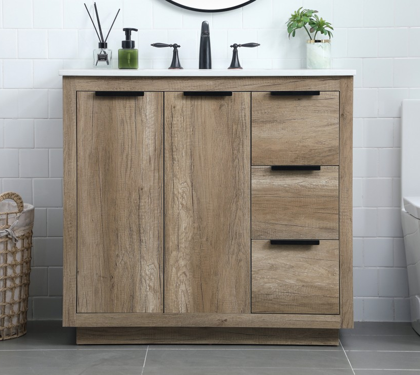 36 inch Single Bathroom Vanity in Natural Oak