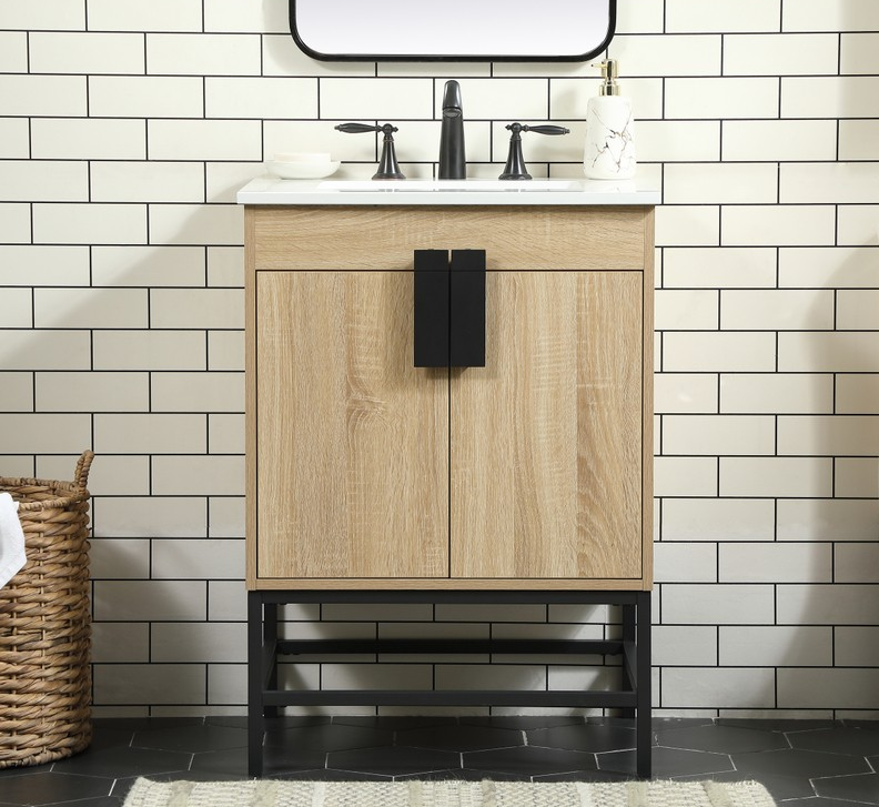 24 inch Single Bathroom Vanity in Mango Wood Finish