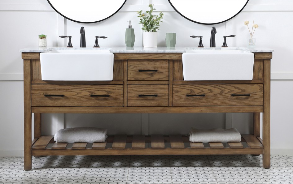 72 inch Double Bathroom Vanity in Driftwood