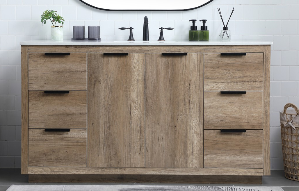 60 Inch Single Bathroom Vanity in Natural Oak