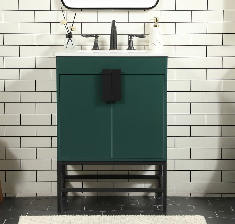 24 inch Single Bathroom Vanity in Green Finish 