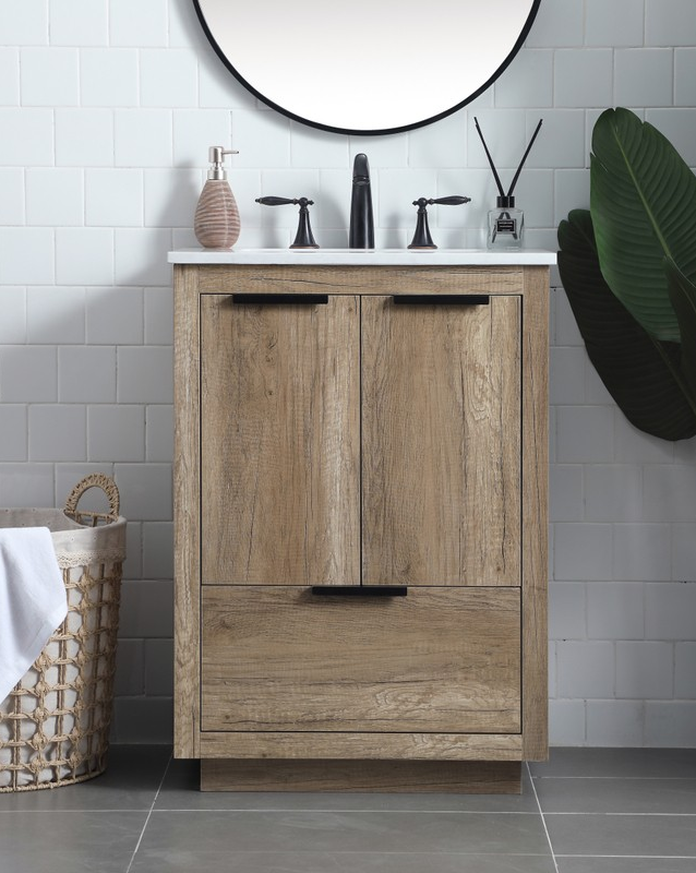 24 Inch Single Bathroom Vanity In Natural Oak