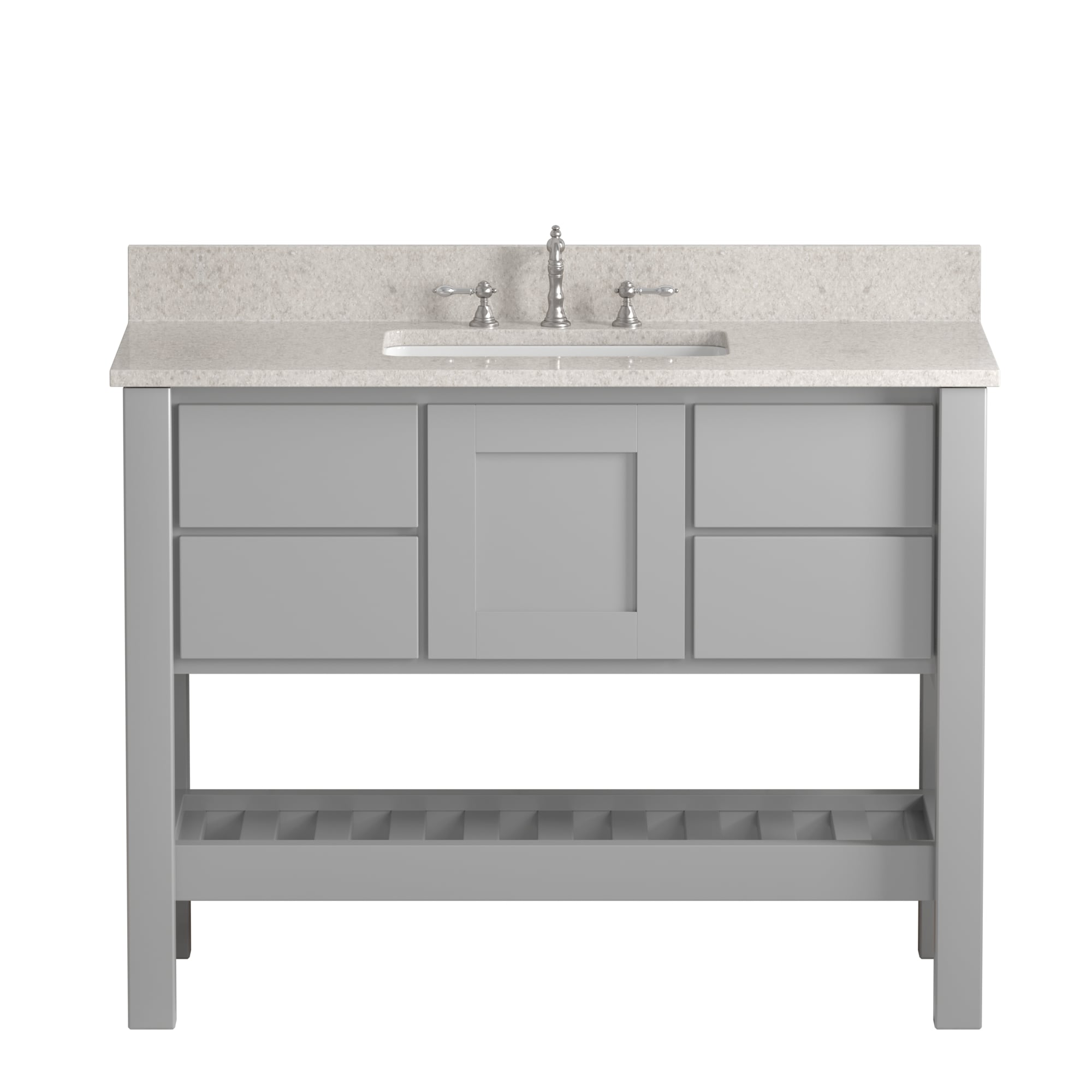 Made in the USA, 48" Gray Solid Wood and Basin Sink Vanity with Countertop Options