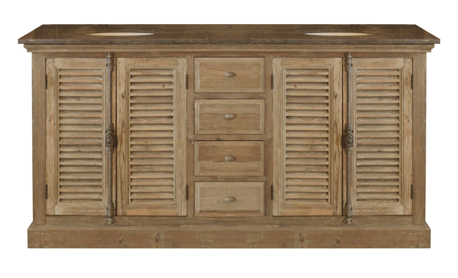 71" Handcrafted Reclaimed Pine Solid Wood Double Bath Vanity