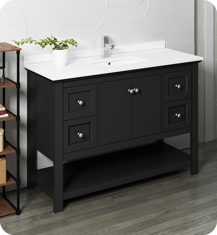 48" Traditional Bathroom Cabinet with Top & Sink - Color Options