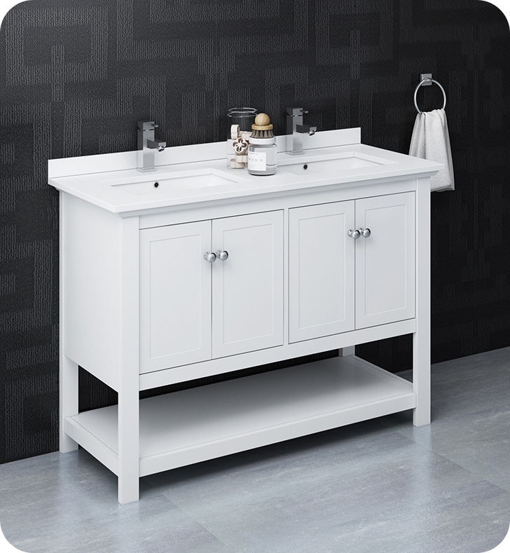 48" Traditional Double Sink Bathroom Cabinet with Top & Sinks - Color Options
