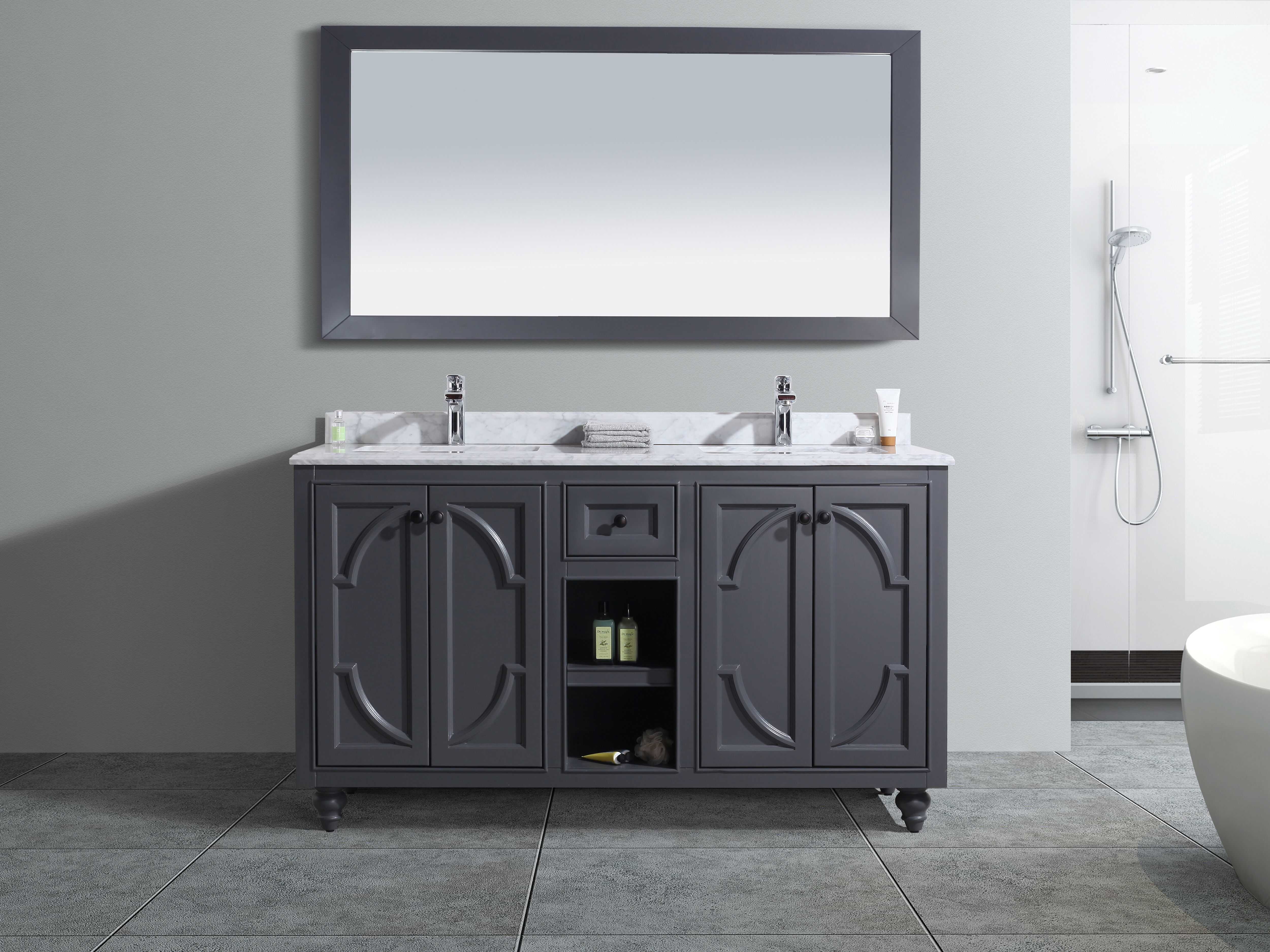 60" Double Bathroom Vanity Cabinet + Top and Color Options