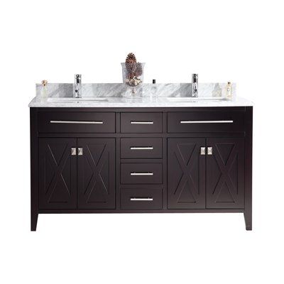 60" Double Sink Bathroom Cabinet + Top and Color Options