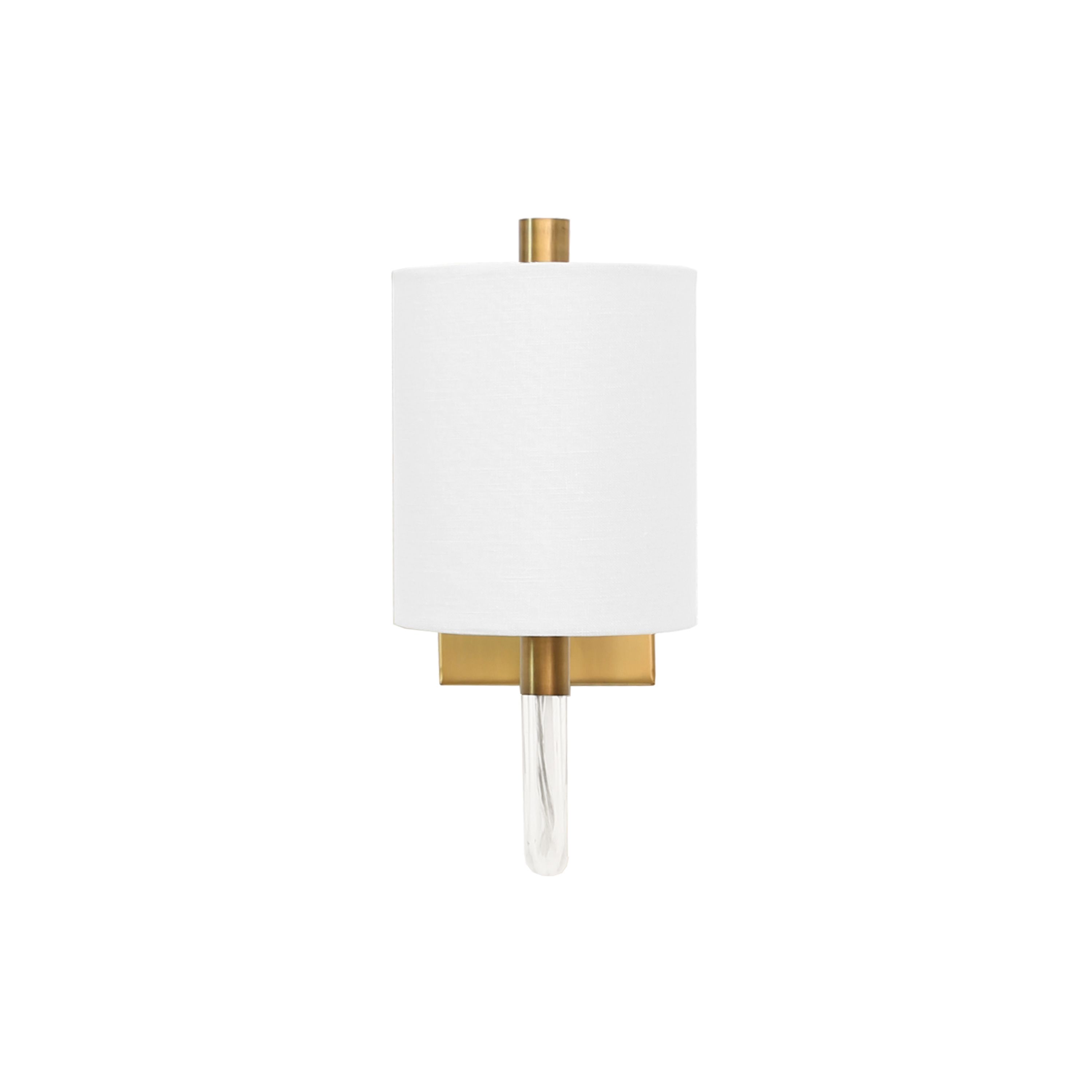 Sconce with Acrylic Neck & White Shade in Antique Brass