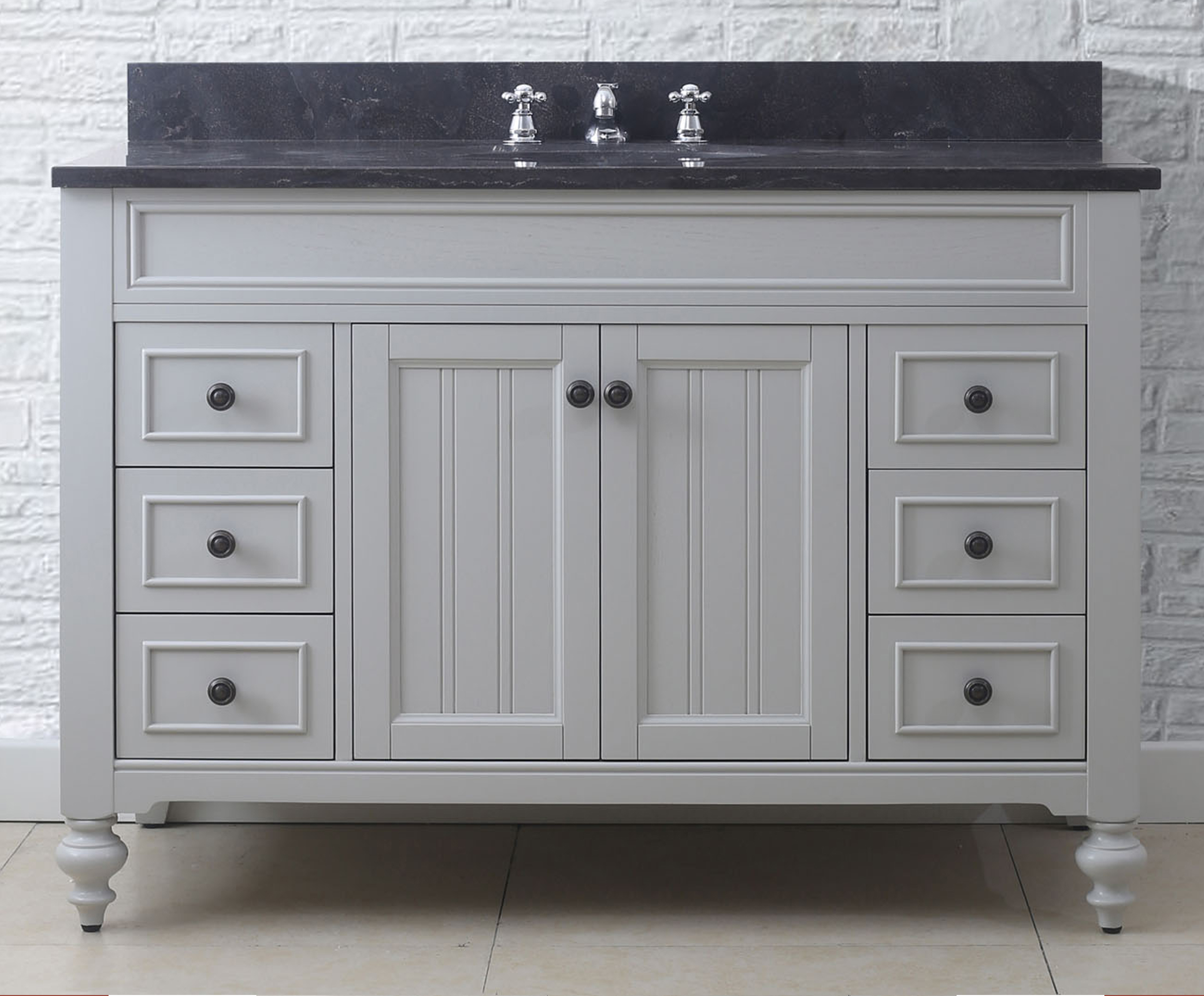48" Earl Grey Single Sink Bathroom Vanity with Blue Limestone Granite Top