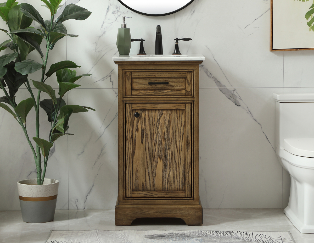 19 inch Modern Fitting Single Bathroom Vanity in Driftwood