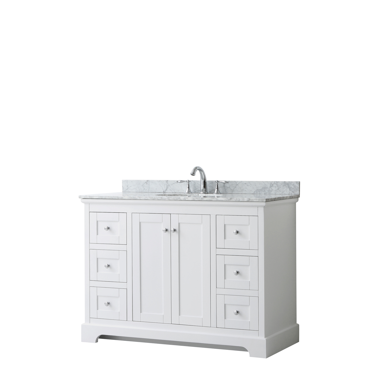 48" Single Bathroom Vanity in White, No Countertop, No Sink, and No Mirror