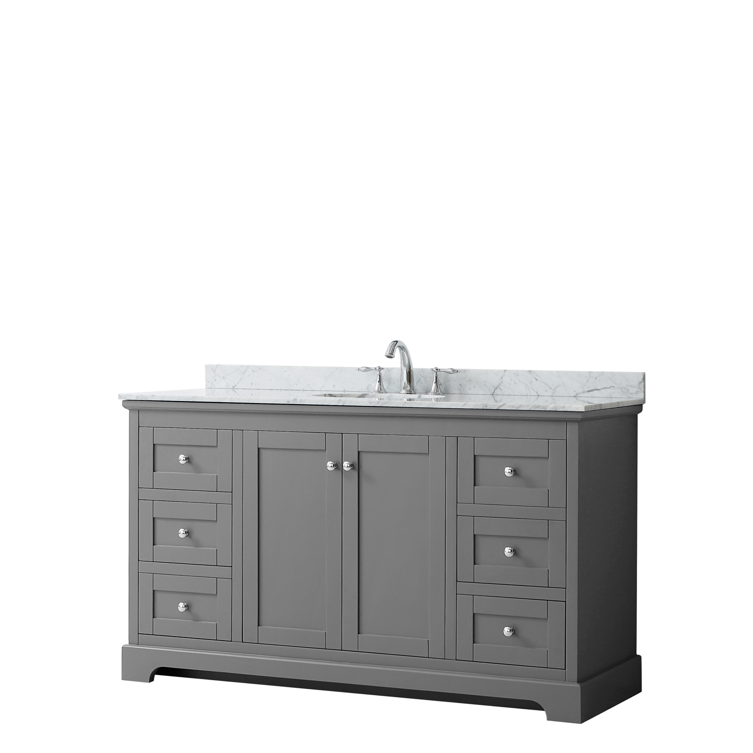 60" Single Bathroom Vanity in Dark Gray, No Countertop, No Sink, and No Mirror