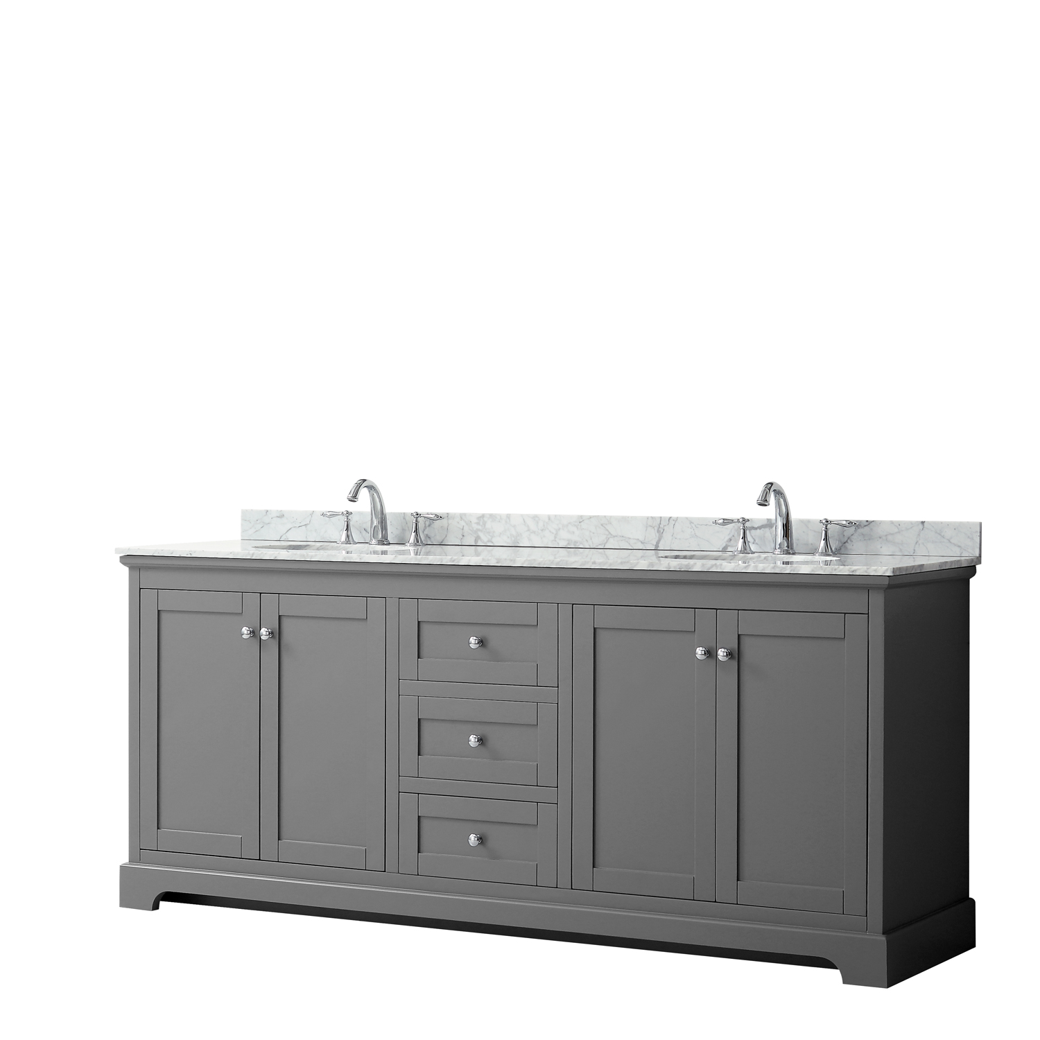 80" Double Bathroom Vanity in Dark Gray, No Countertop, No Sinks, and No Mirror