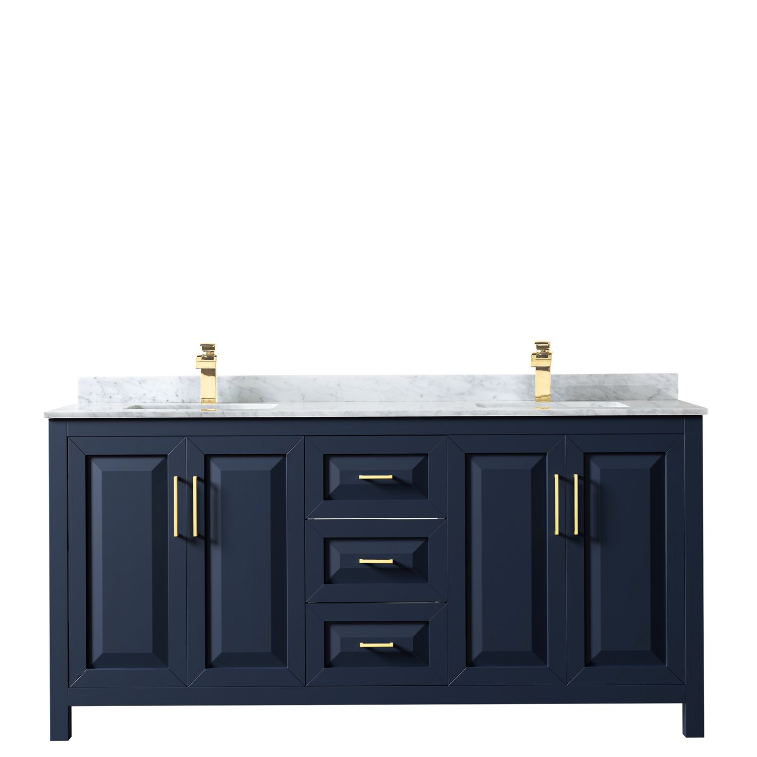 72" Double Bathroom Vanity in Dark Blue with Countertop, Mirror and Medicine Cabinet Options