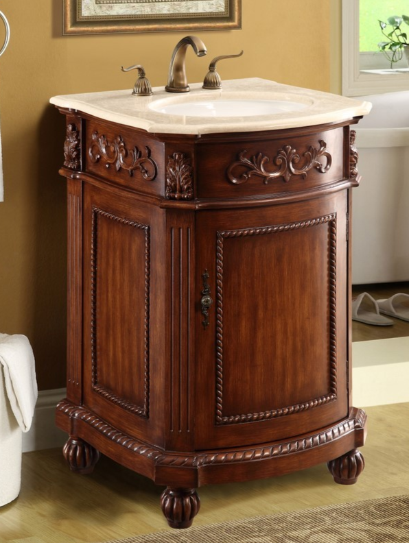 24 In. Single Bathroom Vanity Set In Brown