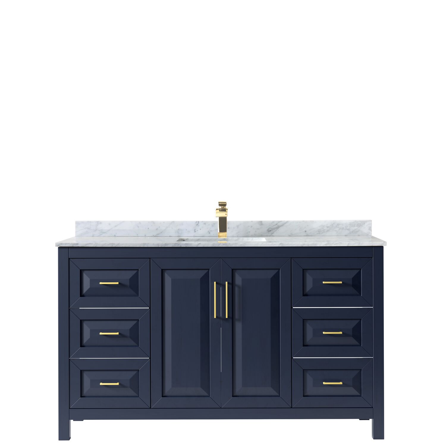 60" Single Bathroom Vanity in Dark Blue with Countertop and Mirror Options
