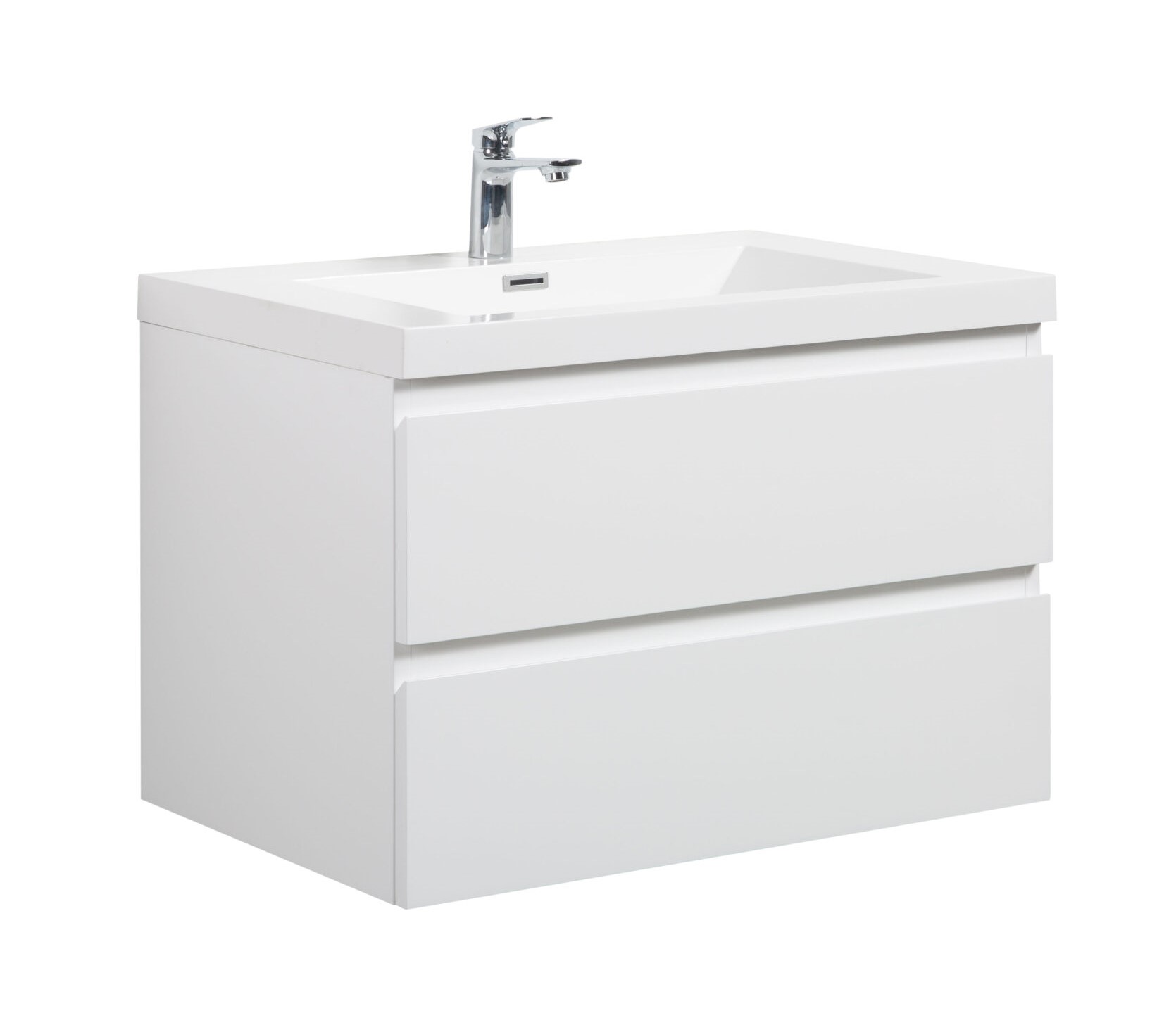 Aurora 30" Glossy Polar White Wall Hung Bathroom Vanity with White Acrylic Countertop