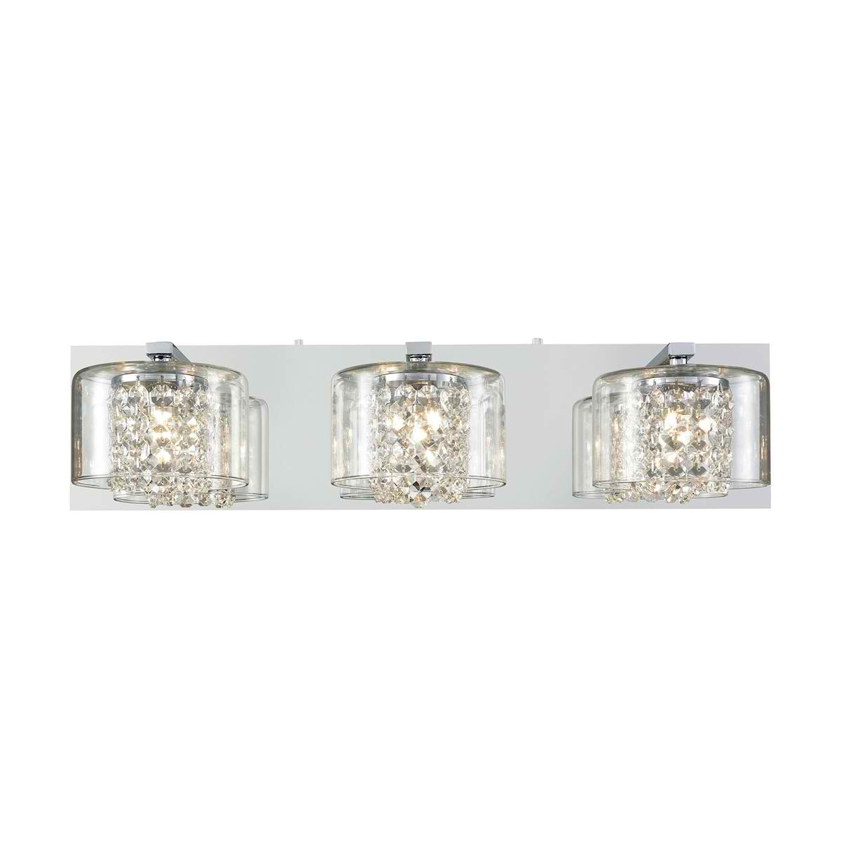 Springvale 3 Light Vanity in Polished Chrome with Clear Crystal and Glass